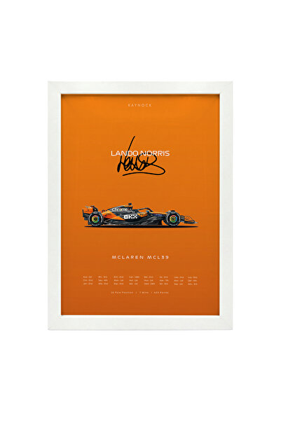 KAYNOCK Lando Norris MCL39, Formula 1, F1, Poster Tablo Beyaz Çerçeve
