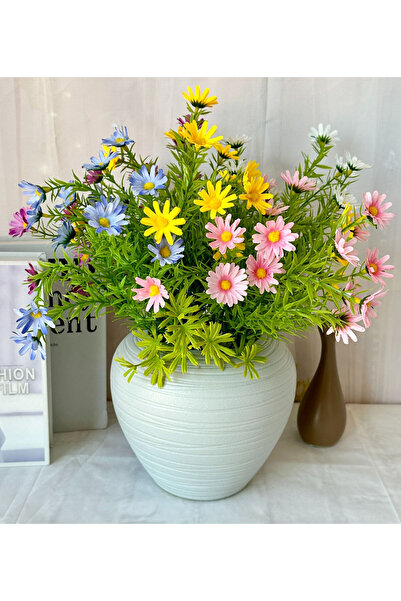 MD Aspiz Flowers 2 Adet Yapay mor Papatya Demeti Dekoratif Çiçek Buketi 5li v...