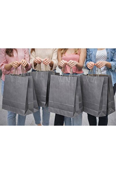 BİLGİ K K كيس ورقي من ورق الكرافت حقيبة باللون الرمادي مع خيط، عبوة من 5 قطع،...