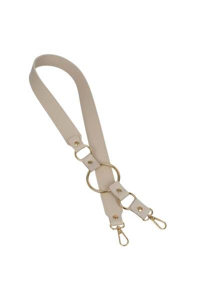 Ritzz جلد صناعي حلقة معدنية ذهبية حقيبة مقابض بطول 90 سم - كريمي