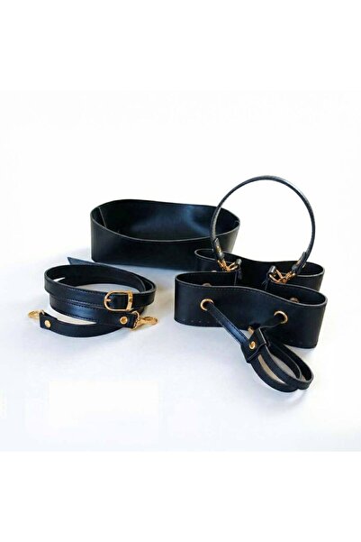 Ritzz جلد صناعي مجموعة من حقيبة قطعة مع 4 قطع إكسسوارات ذهبية