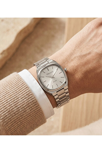 Ferrucci Milano Unisex Kol Saati Çelik Kordon Quartz Mineral Cam 3 ATM Silver...