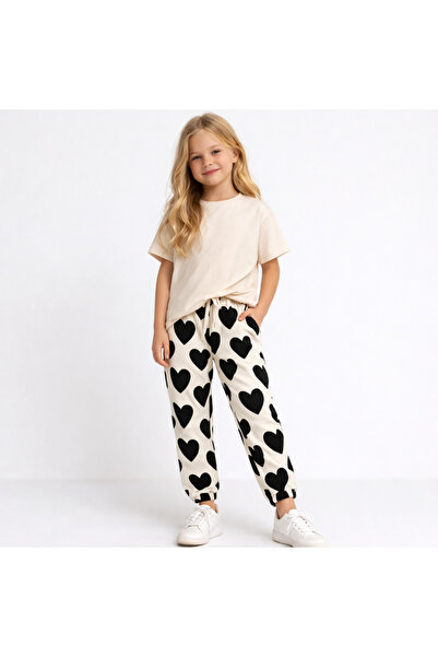 Motebarn Wear Set de colanți pentru fete basic tricou & Heart cu model – Comb...