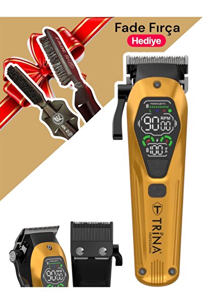 Trina 0079 Sarı Profesyonel Saç Kesme Makinası 9000 Rpm / 126 XX Fade fırça h...