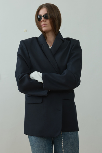 Suud Collection Navy Blue Harlan Blazer Jacket