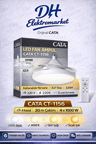 DHELEKTROMARKET CATA CT-1156 Dolunay Kumandalı Dimlenebilir Fan LED Ampul