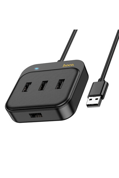 Hoco HB31 USB Hub, Multiport, USB-A to 4 x USB-A 2.0, 4 in 1, 20cm, Black
