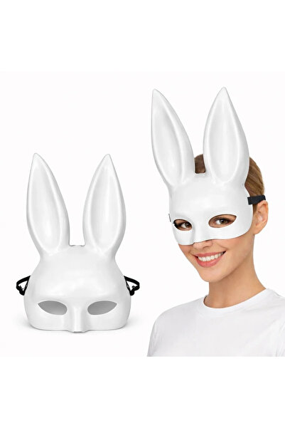 magicool White Luxury Rabbit Mask with Long Ears
