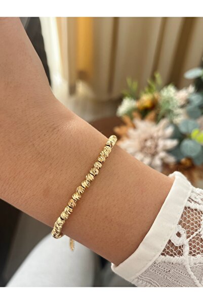 SERAMOR 14 K Altın Renkli Parlak Kuyumcu Model Çelik Dorika Bileklik