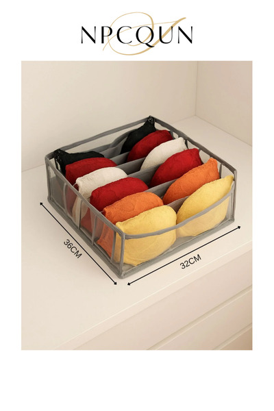 Beyaz Şeffaf Sütyen Düzenleyici 36 X 32 X 12Cm Dolap içi Sütyen Organizer Çekmece Sütyen Düzenleyici