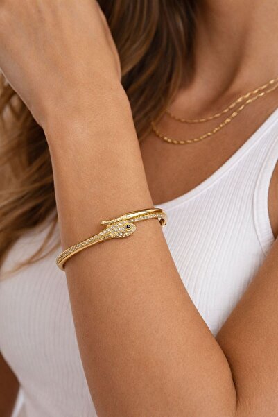 mirvia Women's Gold Color Snake Bracelet with Zircon Stone Elegant Stylish Br...