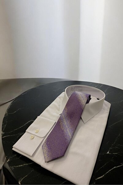 Sarar Microfibre 8 cm Striped White-Navy Blue Tie Kr-75