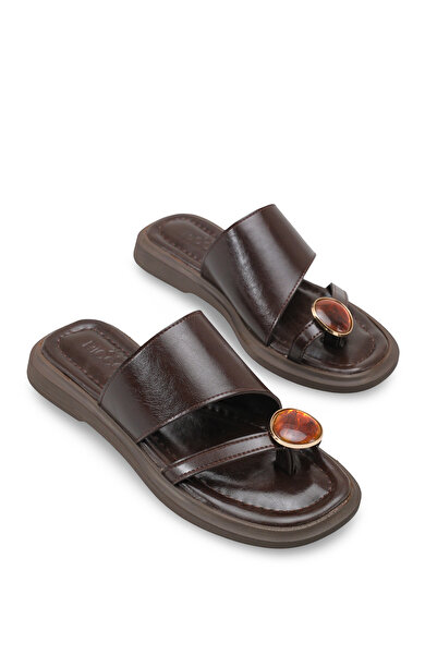 Riccon Women's Flip Flops Slipper 0012287 Brown Rustic