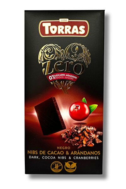 TORRAS Dark chocolate with 52% cocoa with cocoa pieces and cranberries, sugar...