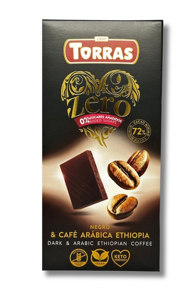 TORRAS Dark chocolate with 72% cocoa with sugar-free and gluten-free Arabica ...