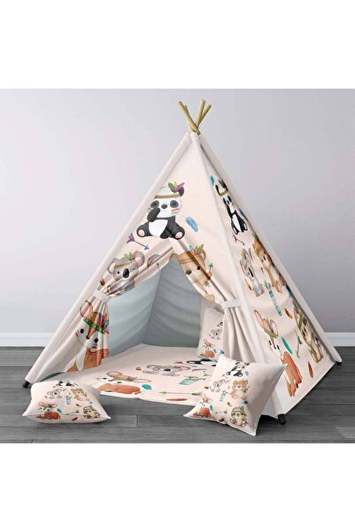 instababyrooms Çocuk Oyun Çadırı Boho Temalı Hayvanlar Dijital Baskılı