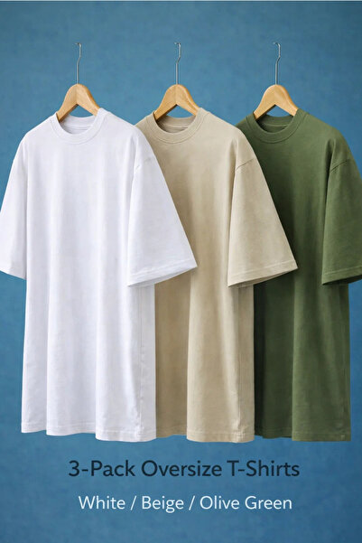 COMBİNE MİCHAİL Ανδρικό μπλουζάκι Basic με κοντά μανίκια oversized 3-pack