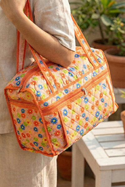 SER&YAT Floral Print Plaj Bag Sq - Large Size Zippered Vacation and Pool Area...