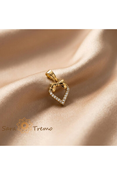 SaraTremo Pandantiv Delicat cu Inimă – Pandantiv Placat cu Aur de 14K și Zirc...