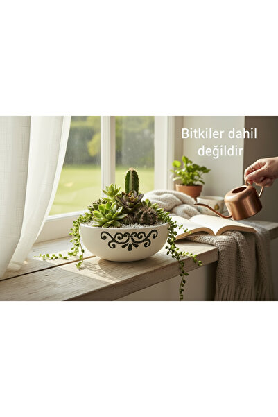 YoyoMoyo Ornella Dekoratif Sukulent & Kaktüs Saksısı – El Yapımı Heykel Alçıs...