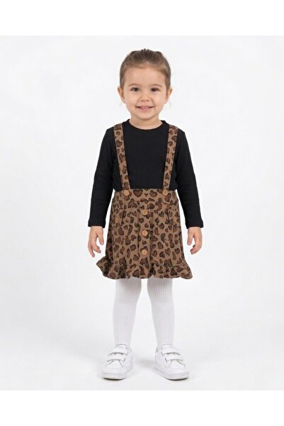 Ege Bebek Girl's Leopard Detailed 2-3-4-5 Years Old Transitional Holiday Gile...