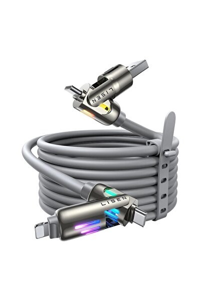 LISEN 240W 4in1 USB-C Kablo (6.6ft) – Hızlı Şarj ve Veri Aktarımı İçin USB-C,...