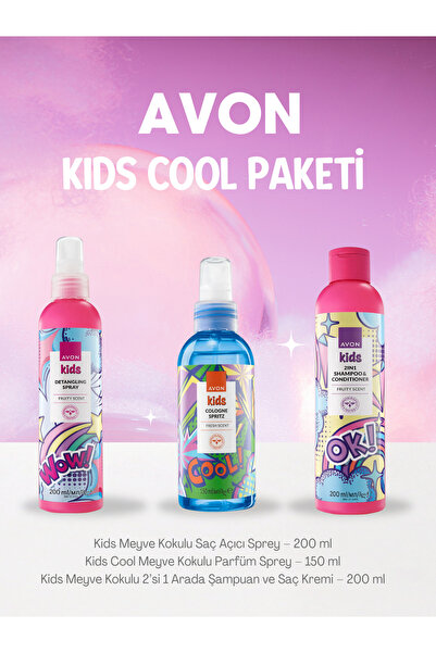 AVON Kids Cool 3'lü Çocuk Bakım Seti – Parfüm Sprey, Saç Açıcı Sprey, 2'si 1 ...