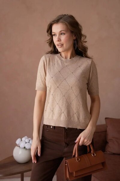 Park Karon Women's Cycling Yak Knit Detail Stone Embroidered Premium Yarn Kni...