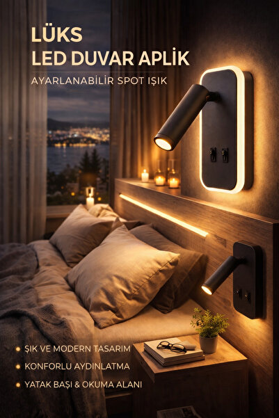 Edison Modern Bedside Led Wall Sconce Double Stage Bedside Reading Lamp with ...