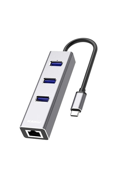 KAKU USB hub with Type-C connector KSC-275 3xUSB-A, 1xGigabit RJ45, Gray