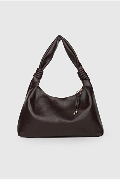 RumyaCollection حقيبة نسائية Knot بمقبض لليد والكتف حقيبة باللون البني الحار