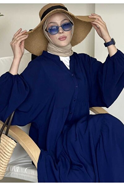 LAVRE Button Detailed Layered Relaxed Fit Hijab Dress