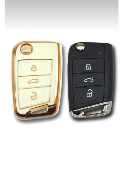 ÖZEN KEYS Volksvogen Skoda Car Key Cover Luxury 1. Quality White Gold