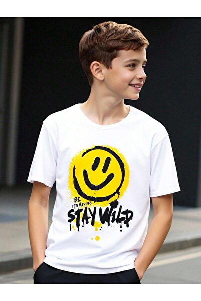 Velostra Boy's Smiling Face Printed Oversized Comfortable Daily Use Combed Co...
