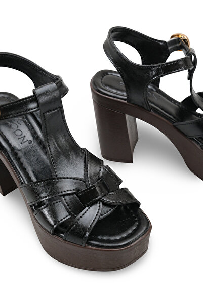 Riccon Women's Heels Sandals 0012780 Black Rustic