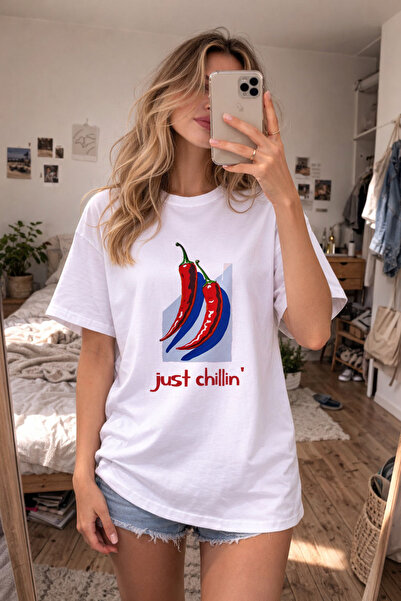 AYDESİGN Doar o fată de Chili, stil Pinterest cu imprimeu guler rotund Tricou...
