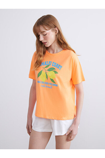 LC Waikiki Vizyon New Season Crew Neck Printed Women's Pajama Top