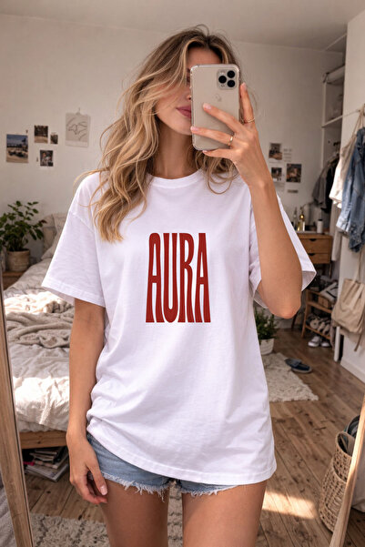 AYDESİGN Aura cu imprimeu guler rotund Tricou alb pentru femei tricou