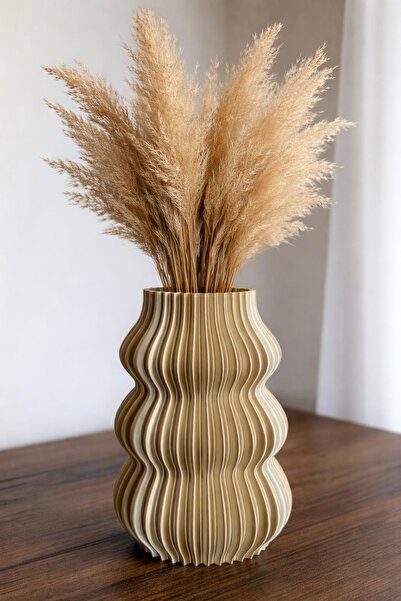 CuteCraft3D Dalga Form Dekoratif Parlak Vazo