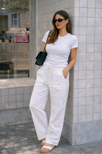 Kozik Women's Linen Pants Summer Comfortable Cut Lightweight Fabric Daily Use