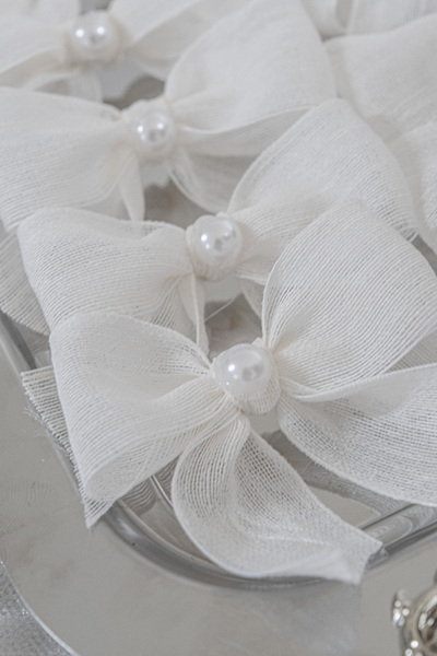 Rima Tasarım 25 Τεμάχια Λεπτομερής Κορδέλα Φιόγκου με Λευκά Μαργαριτάρια και ...