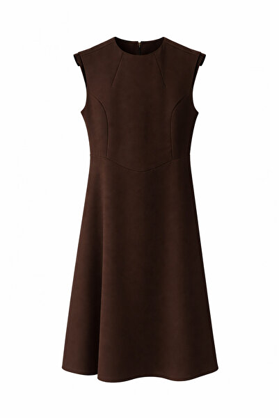 HAZELANNA Rochie Midi Minimalistă Maro Amaroasă