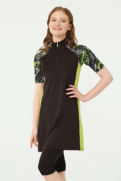 ALFASA Zippered Fit Half Sleeve Semi-Closed Swimsuit Water Repellent Aprely Q...