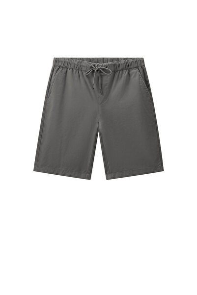 Giordano شورت رجالي متوسط ​​الارتفاع من قماش التويل المريح مع خصر مطاطي