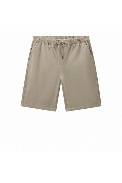 Giordano شورت رجالي متوسط ​​الارتفاع من قماش التويل المريح مع خصر مطاطي