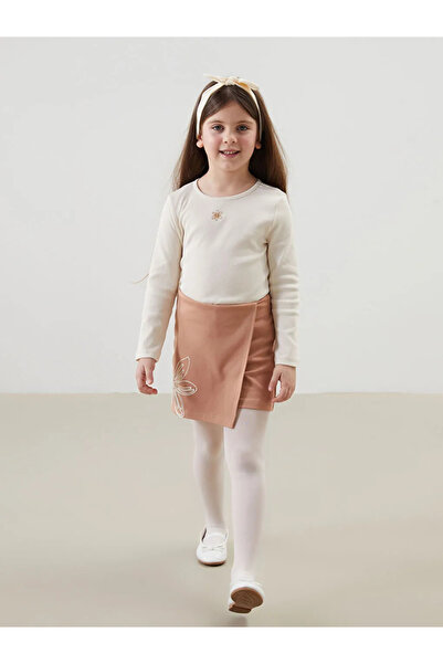 LC Waikiki LCW Kids Bež okrugla kragna Set za devojčice od 3 komada