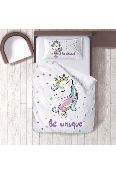 instababyrooms Çocuk odası Pamuklu Nevresim Takımı Çarşafsız Unicorn No.00103