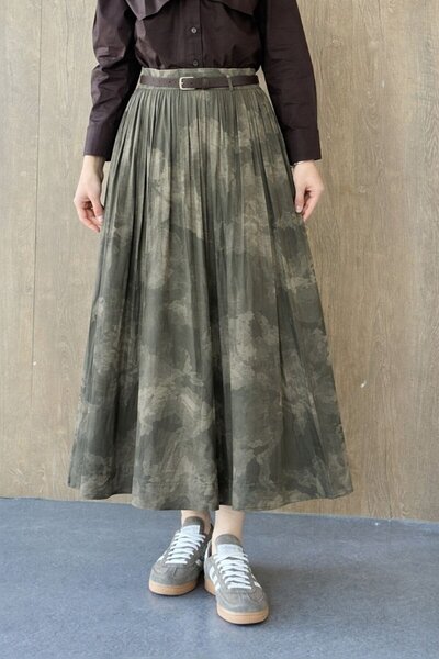 Şulemoda Giyim Belt Dty Chiffon Skirt Khaki