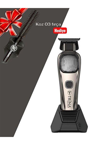Trina 0012 Gri Saç Sakal Ense Sıfırlama Tıraş Makinası - 126 koz03 Saç Fırças...