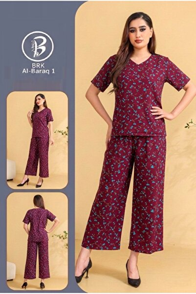 BRK Two-piece soft Cotton nightgown set in bright colors